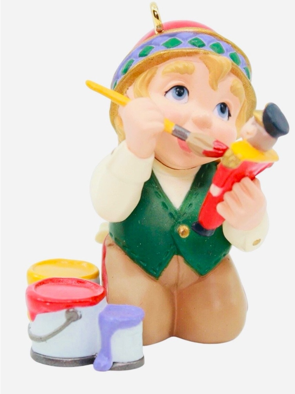 1999 Arctic Artist Hand-Painted Green Vest Artist Figurine Ornament